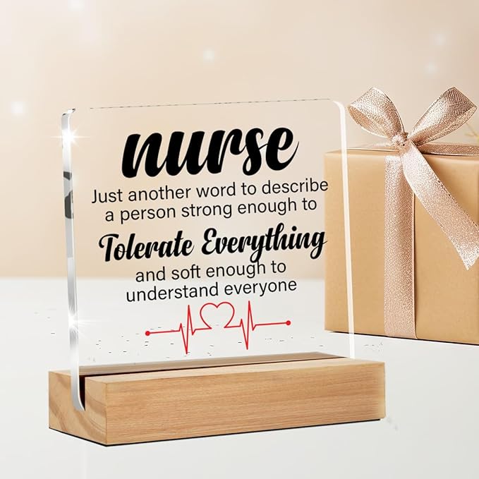 Thank You Nurse Gifts for Women, Nurse Appreciation Gifts Clear Acrylic Desk Decor Decorative Sign for Home Office, 4 x 4 Inches