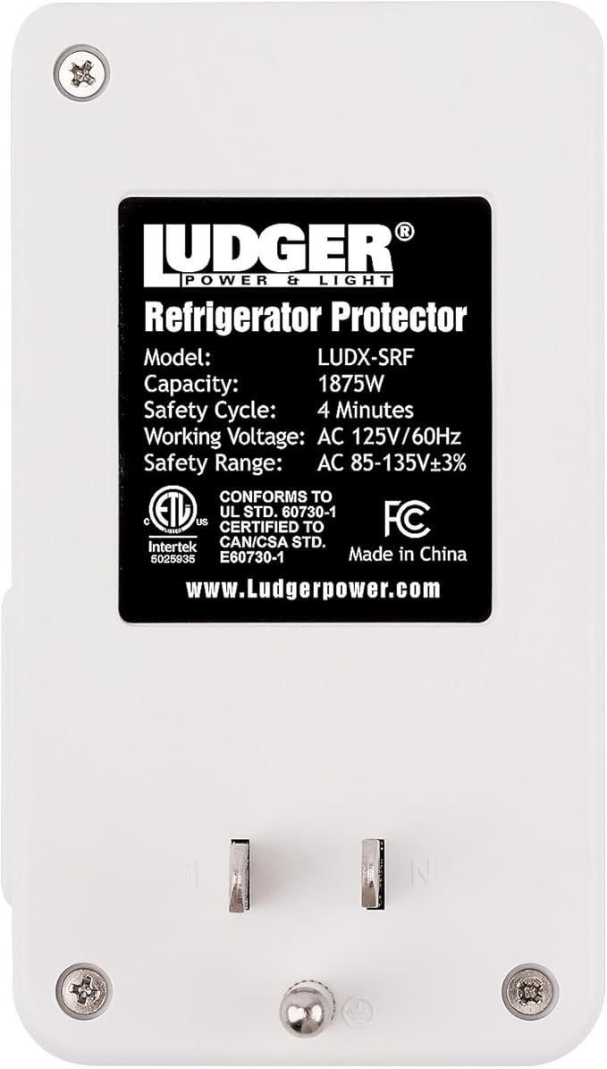 Ludger Power Surge Protector for Appliances (LUDX-SRF), ETL Certified, Unique Side Socket, Connects to All Types of AC, Reliable AC Protection, 4-Minute Safety Cycle, 3 Modes LED Indicator