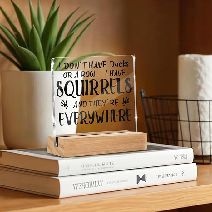 Funny Office Desk Decor Clear Acrylic Sign 4x4 Inch, Humorous Decorative Desk Accessories for Office Table Shelf Desktop Cubicle Decor, Small Gifts for Women Men Coworkers