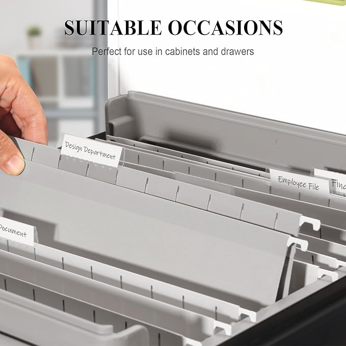 ViVin Hanging File Folders, 1/5-Cut Adjustable Tabs with 24 Per Box, 1 Inch Expansion, 24 Pack Letter Size Hanging File Folders, Designed for Office Home School Filing Cabinet(Gray)