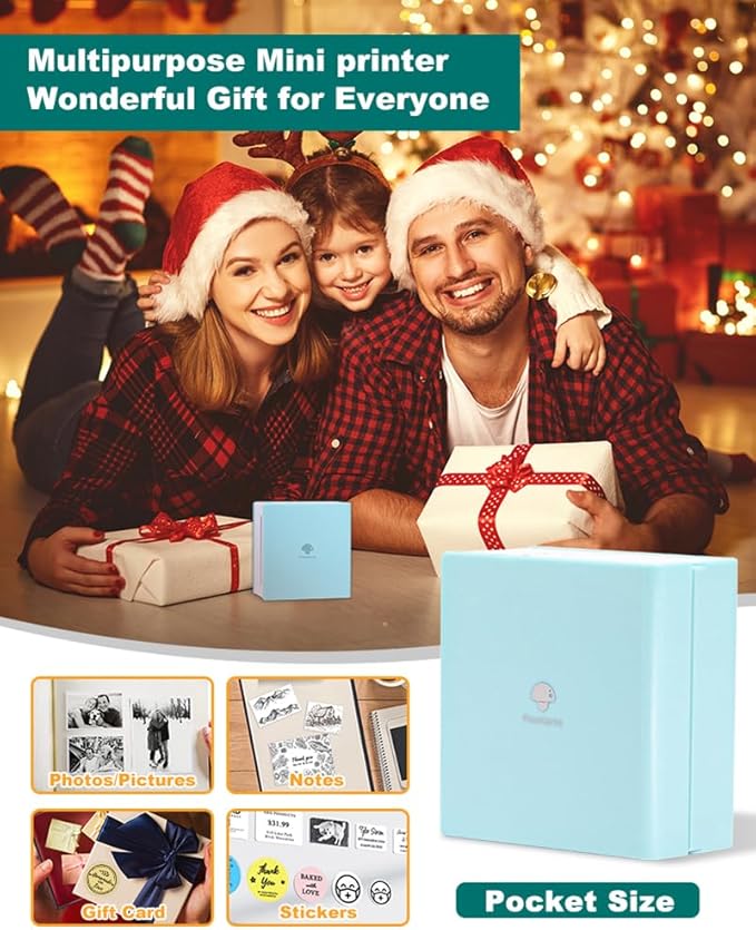 Phomemo Sticker Printer- Mini Sticker Printer Maker Machine, Mini Pocket Printers Instant Print for DIY Creation, Study Notes, Photos, Name Label, Portable Thermal Printers for Kids/Students/Teacher