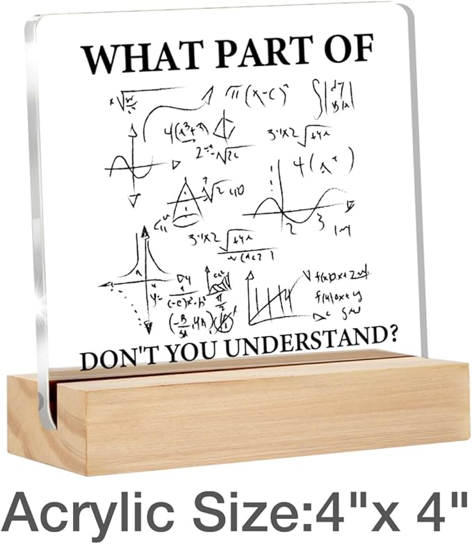 Engineer Gifts for Women Men - Funny Math Teacher and Engineering Student Desk Decorative Signs Plaques - 4 x 4 Inches Acrylic