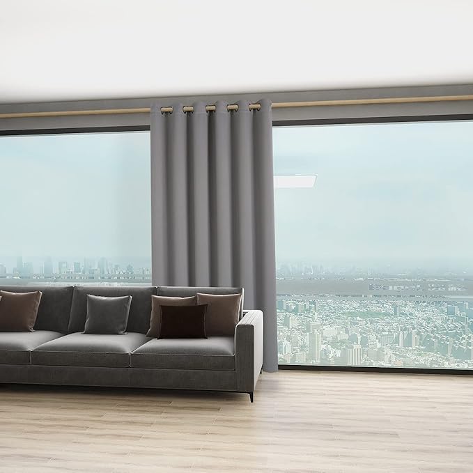 BONZER Room Divider Curtain Total Privacy Wall Wide Grommet Room Darkening Curtains for Patio Sliding Glass Door, 96L x 70W Inch (8L x 5.8W ft), 1 Panel, Silver