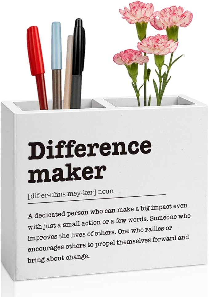 Difference Maker Gifts Office Room Decor for Women Men Coworker Friend Employee Wooden Pencil Holder Boss Day Gifts Funny Office Accessories Desk Decor