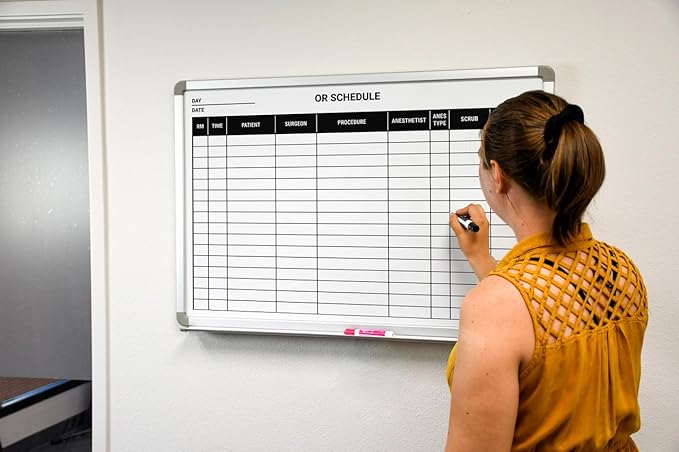 OR Schedule Dry-Erase Hospital Whiteboard (Version 2) 60" x 40"
