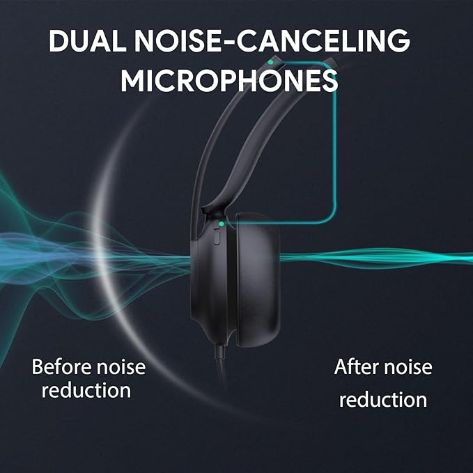 Yealink UH37 Professional USB Headset with Microphone for PC Laptop Noise Cancelling & Volume Control VoIP Skype MS Teams Online Conference(USB-A)