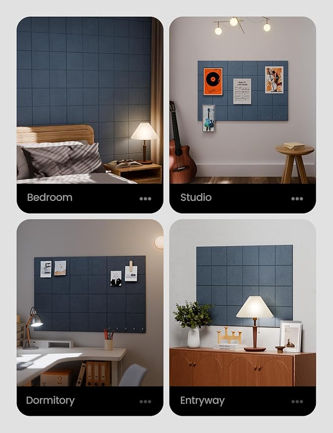 Large Felt Bulletin Board 36" x 24"Cork Board Alternative-6 Pack with 40 Safe Removable Adhesive Tabs, Cork Boards for Walls Cork Board for Home Office Classroom Pin Board-Denim Blue