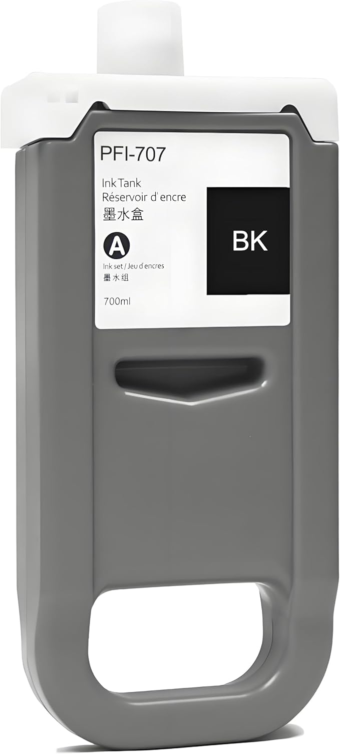 PFI-707 Ink Cartridge PFI707 Ink Tank Compatible with Canon imagePROGRAF PF830, iPF840, iPF850 CAD Plotters 700 ML (1-Pack, Black)