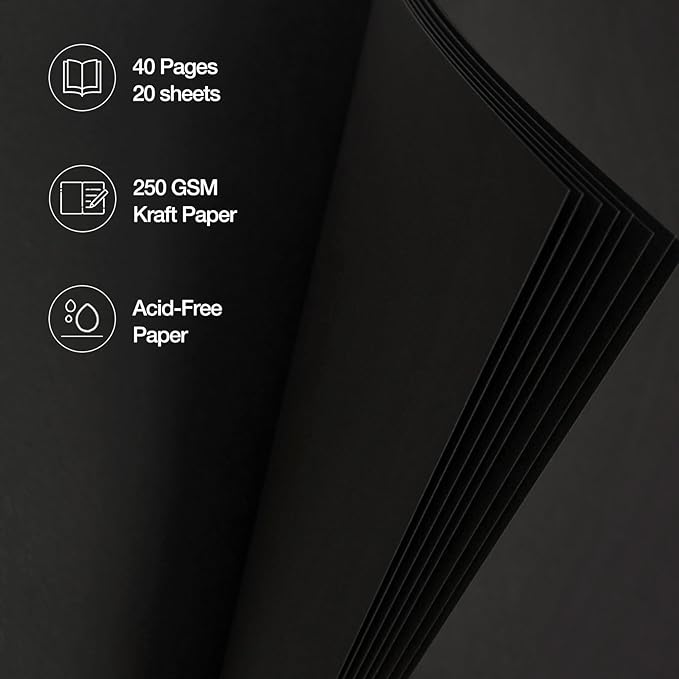 potricher 12 x 12 Inch DIY Scrapbook Album 40 Pages Hardcover Kraft Paper Scrap Book Photo Albums Memory Book for Wedding and Anniversary Family (Black, 12 Inch)