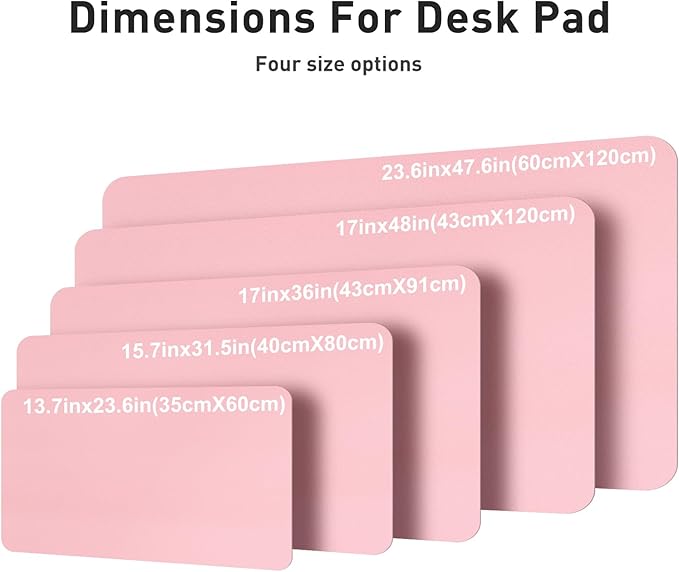 Aothia Faux Leather Desk Mat – Large Mouse Pad, Non-Slip PU Leather Blotter, Waterproof Writing Surface for Office and Home (Fairy Pink, 47.2" x 23.6")