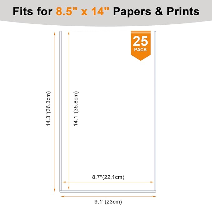 Ndsox 25 Pack 8.5" x 14" Rigid Print Protectors Clear Hard Plastic Sheet Protectors Top-Loading Rigid Menu Covers for Legal Size Paper, Documents, Photo, Posters, Prints, Artworks, Birth Certificates