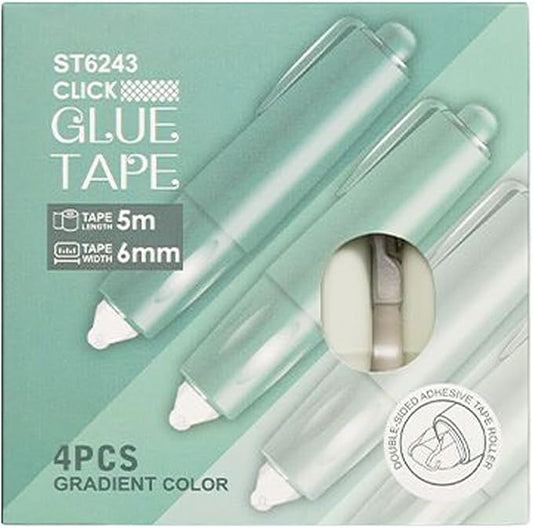 Double Sided Tape Roller - 4 Pieces Retractable Adhesive Dispenser, Sticky Scrapbook Tape, Heavy Duty Easy to Use Design, Excellent DIY Craft Accessory, Home School Office Journaling