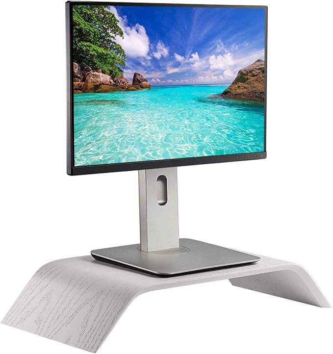 SAMDI Wooden Computer Monitor Stand, Desktop Accessories, Laptop Stand, Notebook Stand, for MacBook Stand (Oak Wood White)