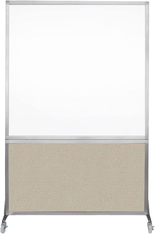 DivideWrite Mobile Whiteboard | Double Sided Dry Erase Board | Portable Office Cubicle Partition | Display for Classrooms, Conference Rooms, Meeting Areas and More | Sand Fabric 4' Wide X 6' Tall