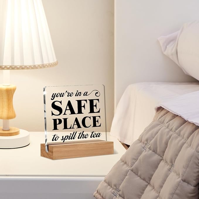 Counseling Therapy Office Decor, School Counselor Therapist Gifts, Social Worker Office Decorations, You're in A Safe Place Decorative Desk Signs Acrylic Plaque