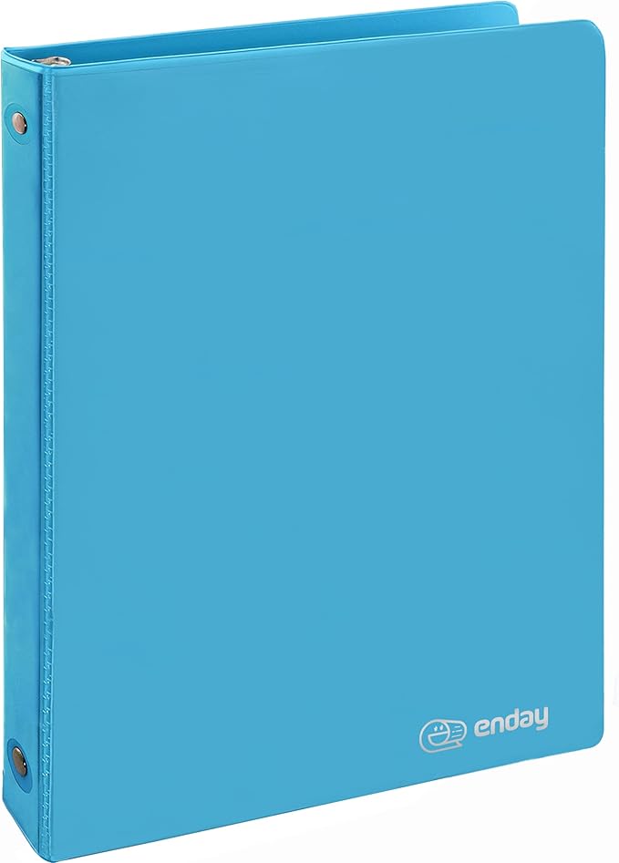 ½ Inch 3 Ring Binder .5 inch Blue Clear View Cover with 2 Inside Pockets, Colored School Supplies Office and Home Binders – by Enday