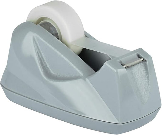 Acrimet Premium Desktop Tape Dispenser, Plastic, Non-Skid Base (Heavy Duty) (Platinum Silver Color)