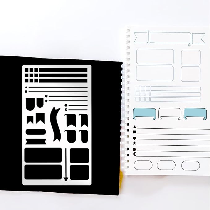 3 Pieces Metal Planner Stencil Dot Journal Engraving Stencils Rustproof Multi Pattern Line Designs Metal Stencils for Journaling, Behavior Tracking, Weekly Spread (Metal3A)