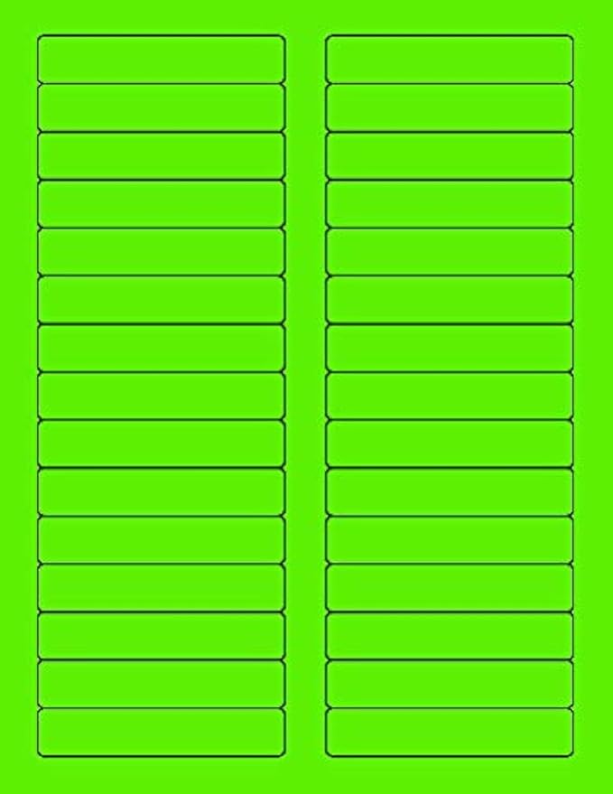 NextDayLabels - 8-1/2 x 11 Neon Color High Light Fluorescent Labels for Laser & Inkjet Printer (Green Fluorescent, 2/3" x 3-7/16" - 30 Per Page | 750 Labels)