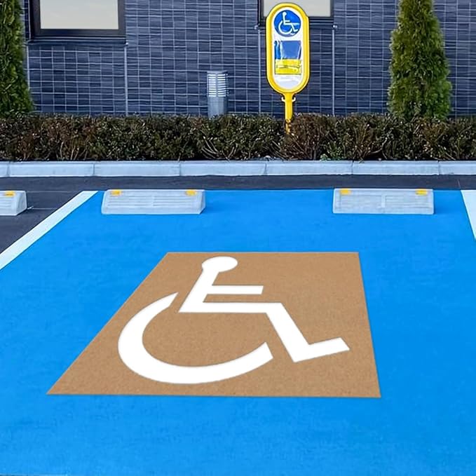 Handicap Parking Stencil Kit, Reusable Cardboard Parking Lot Stencils for Painting, Easy to Use Handicap Symbol