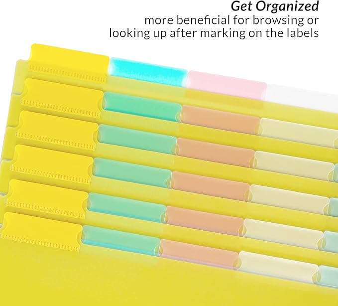 Seashell 5-Tab 6 Sets Plastic Binder Dividers, 8 Tab Insertable Index Dividers with 3 Hole Punch, Letter Size, Durable, Assorted Colors, School Subject Binder Organizers