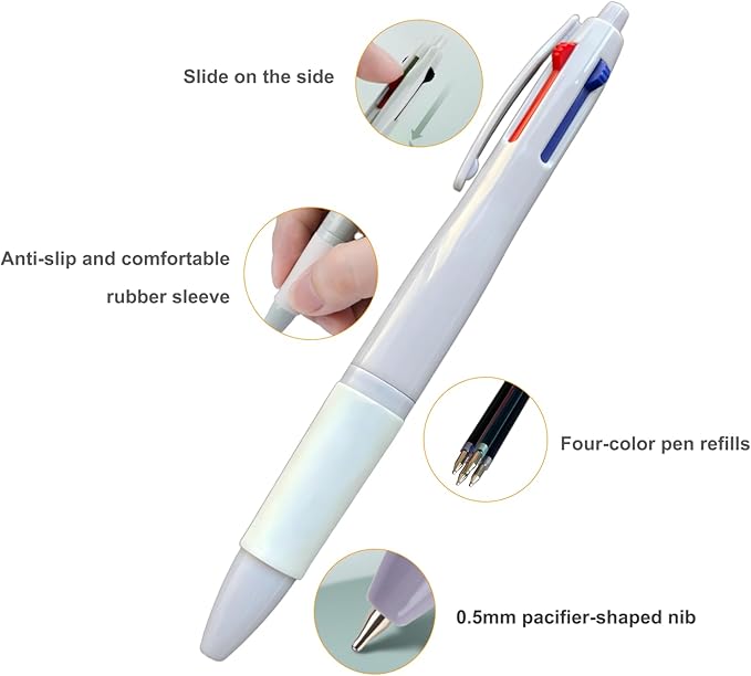 Multi Color Pen 6-pack Oil Gel pen 0.5mm Nipple-style Nib Smooth writing Multicolor Ballpoint Pen 4 colors in 1 Pen multicolor pen in one