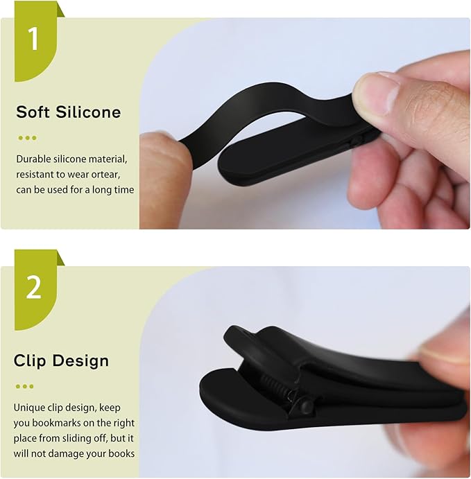 SMUK 6pcs Automatic Bookmark, Smart Silicone Book Mark Book Markers for Men Women Book Lovers, Book Clip Page Keeper Reading Gifts for Book Lovers