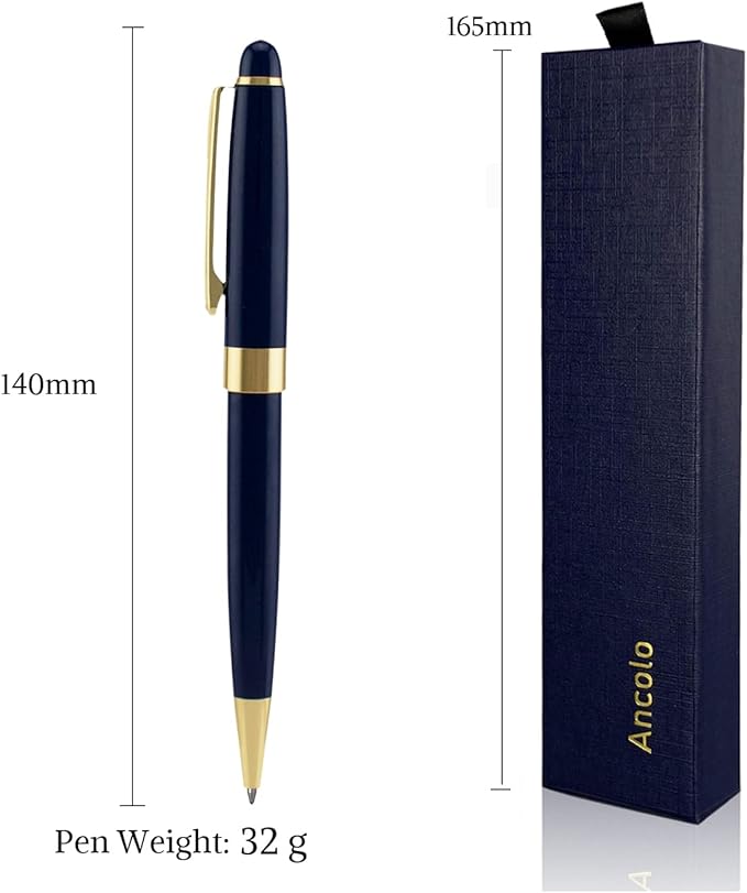 Ancolo Personalized Fancy Pens Quality Advertising Buesiness Gift Office Writing Set- Engraved with Your Message Name Company Team Name, Phone Number Perfect for Business Men 5 Pens/BOX