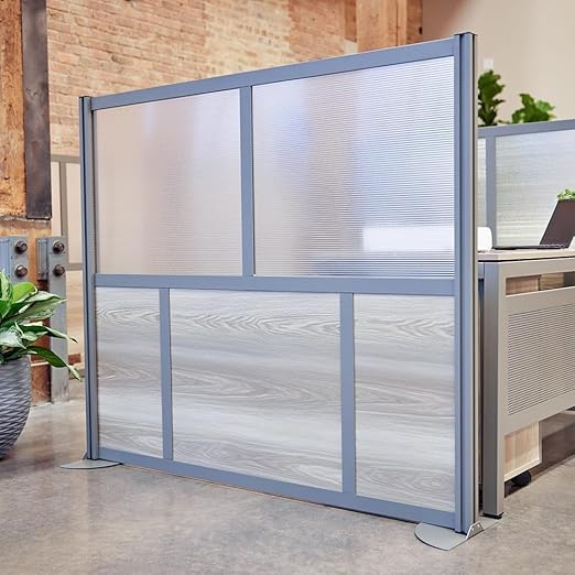 NBF Office Partitions - Cubicle Privacy Panel Wall Divider - Modern Room Separator with Quick Assembly - Indoor Laminate Free Standing Portable Room Divider Panel - 52" H x 60" W (Warm Ash)