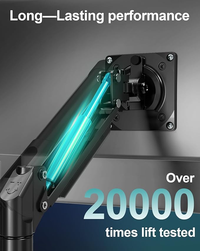 Dual Monitor Mount for 2 Monitors up to 32 inches, Height Adjustable Gas Spring Double Computer Stand, Two Display Desk Mount Holder, Each Monitor Arm Holds Max 22lbs, VESA Mount, Black, Freelift Pro