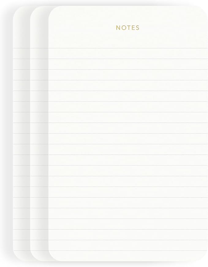 Elegant Desk Notepads for Professionals, Executive's Memo Pads, Minimalist, Gold Foiled, Lined Layout, 3 Pack, 225 Sheets Total (75 Each), 6.3" x 3.9”, 80 GSM, Eco-friendly, FSC™ Certified