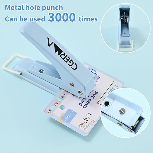 Single Hole Puncher, 3 Pack ， 1/4" Hole, 50% Labor Savings, Heavy Duty Metal Punch, 15 Sheet Capacity, for ID Cards, Chipboard, Art Project, Crafts Easy Punching,