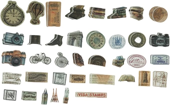 Vintage Journaling Scrapbooking Supplies Scrapbook Sticker Paper Ephemera Pack for Bullet Junk Journal Planners Collage Craft Notebooks Album (Olden Days)