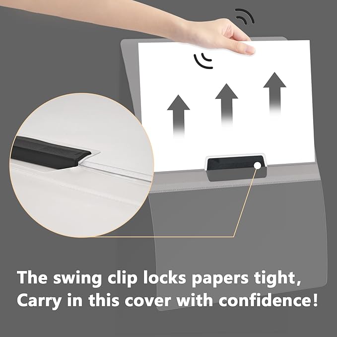TOTiyea 10 Pack Clear Report Covers with Swing Clip, File Folder with Swing Clip, 30 Sheets Capacity, Slide Locking Report Covers, Letter Size, Clear