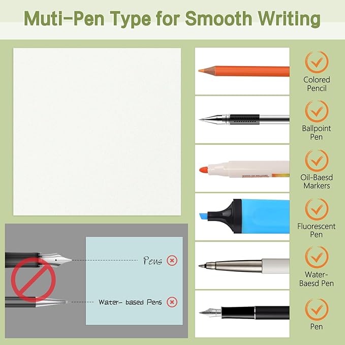 NatureTouch 6 Pack Clear Sticky Notes - Tear-Off Transparent Set for School, Office, Frosted