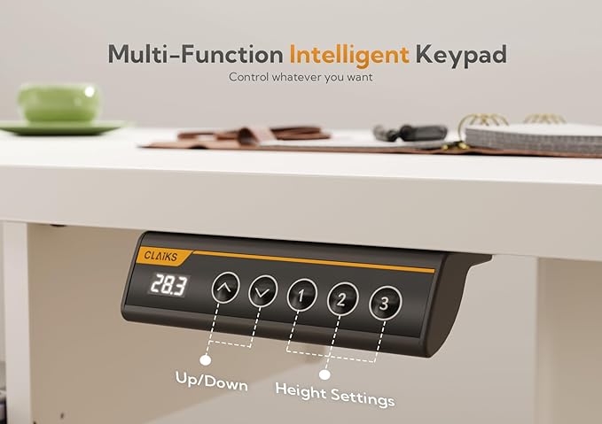 Claiks Standing Desk with Keyboard Tray, Electric Standing Desk Adjustable Height, 55x24 Inches Sit Stand up Desks with Splice Board, Raising Desks for Home Office, White