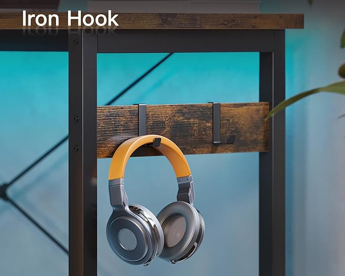 Coleshome 66" L Shaped Gaming Desk with Outlet, L Shaped Desk with CPU Stand, Corner Computer Desk, Home Office Desk, Writing Desk, Vintage