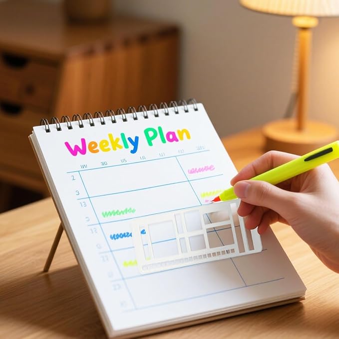 Handmade Flexible Record Template, Planner Stencils Set, Drawing & Lettering Templates for Journaling, Calendar, Scrapbooking & DIY Craft Supplies (Style-A3)