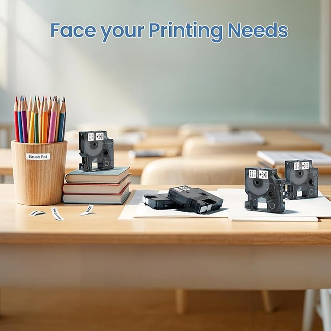 45013 Replace for DYMO D1 Label Tape 1/2 Inch x 23Ft A45013 Black on White 45013s S0720530 Label Maker Refills Compatible with Dymo Labelmanager 160 LM 280 210D 360D 420P, 5-Pack