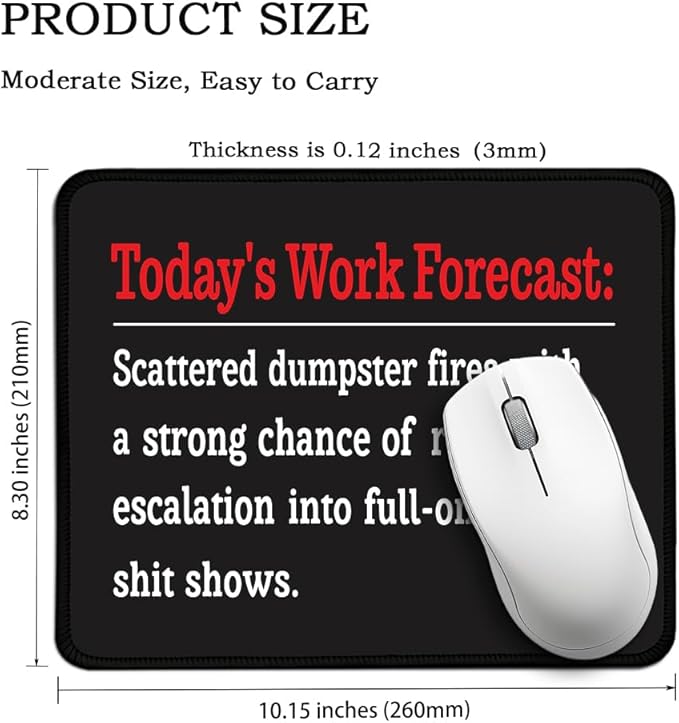 Today's Work Forecast Rectangular Mouse Pad, Funny Mouse Pads for Desk, Coworker Sarcastic Gifts, Office Gifts for Coworkers, Funny Employee Gifts for Colleagues, Sarcastic Teacher Gifts E
