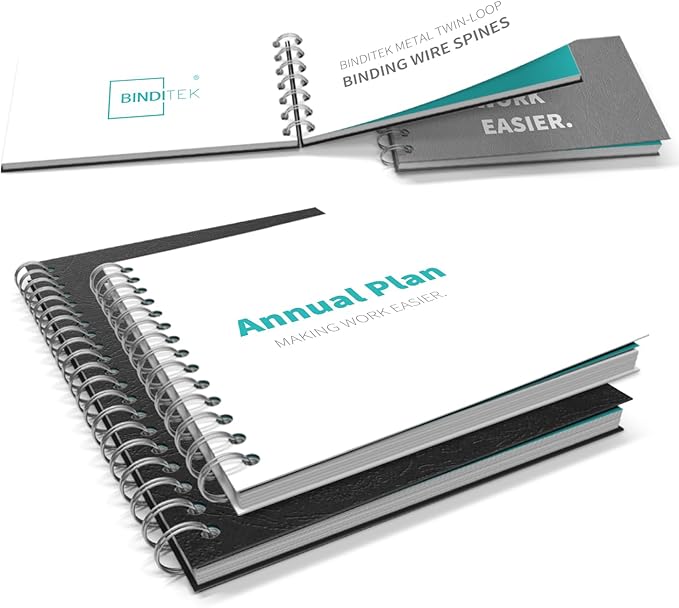 Binditek 50 Pack Double Loop Wire Binding Spines, 1/2 Inch Binding Wire for Letter Size, 3:1 Pitch, 100 Sheet Capacity, 32-Loop, 5 Assorted Colors (Black,Gold,Silver,White,Rose Gold), for Coworkers