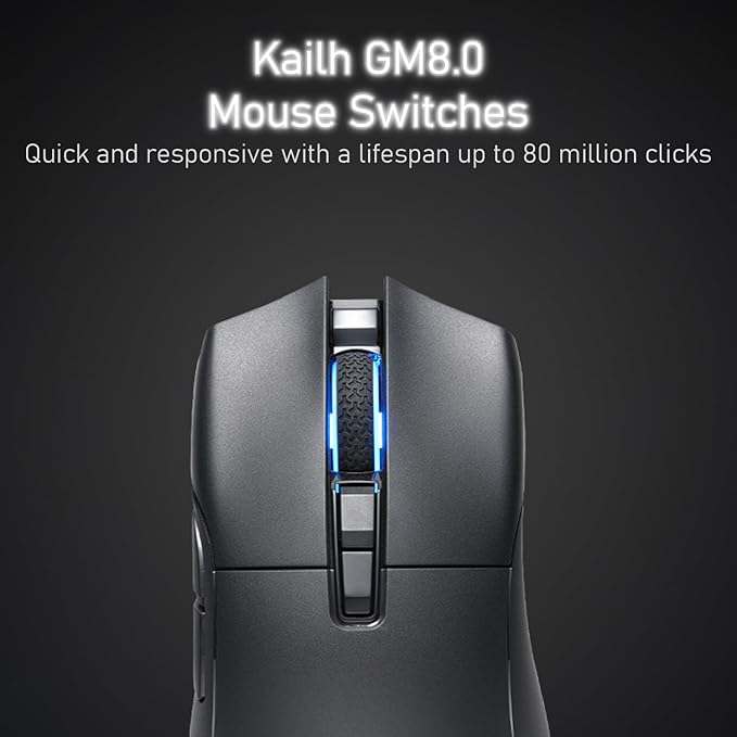 iRocks M31R Wireless Gaming Mouse, Triple Mode 2.4G/ Bluetooth/USB-C Detachable Cable Gaming Mouse, Kailh GM8.0 Mouse Switches, Advanced PixArt PAW3395 Optical Sensor, Up to 26,000 DPI - Black