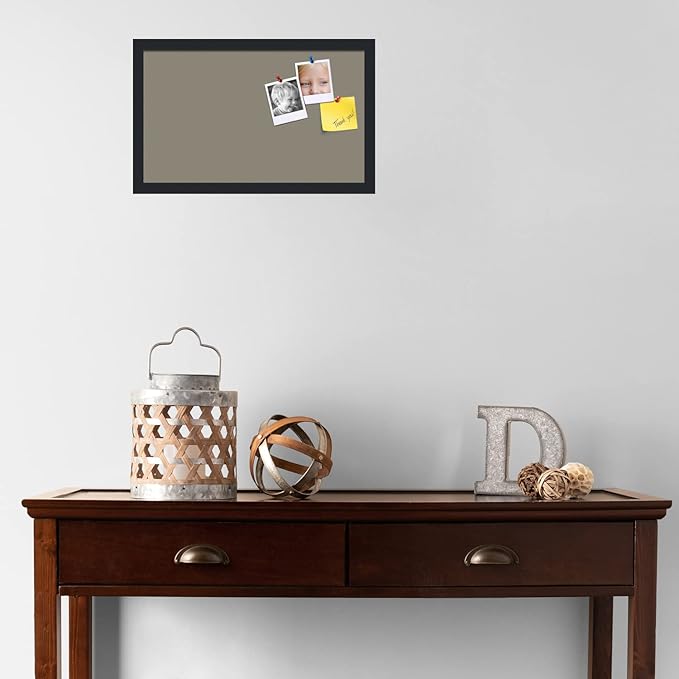 PinPix 20x12 Inch Cork Bulletin Board. This Decorative Framed Pin Board Comes with Pewter Design and a Satin Black Frame. Ideal for Home Office Decor or Message Board (PinPix-1812)