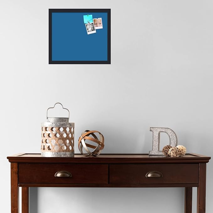PinPix 16x14 Inch Cork Bulletin Board. This Decorative Framed Pin Board Comes with Navy Pastel Design and a Satin Black Frame. Ideal for Home Office Decor or Message Board (PinPix-1811)