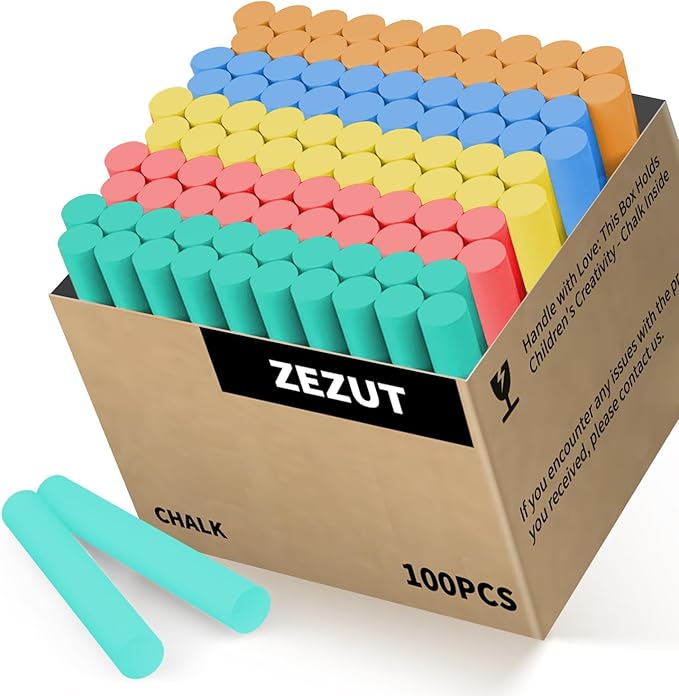 Colored Chalk 100PCS, Low Dust Chalks Stick Bulk for Chalkboard Blackboard Non-Toxic