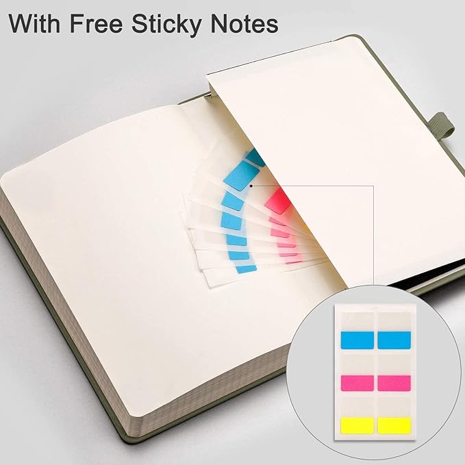 EMSHOI Graph Paper Notebook - 256 Pages A5 Graph Notebook/Journal, Hard Cover, 120gsm Thick Paper, Smooth PU Leather, Inner Pocket, 5.75'' × 8.38''- Olive Green