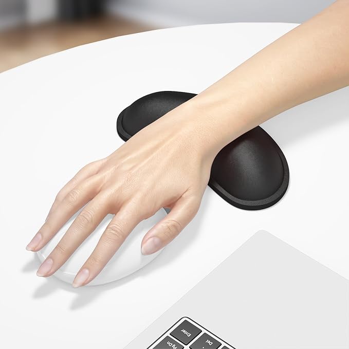 Dapesuom Mouse Wrist Rest, Cute Ergonomic Memory Foam Mouse Wrist for Computer Desk Mats Support, Hand Rest Pad Cushion for Gaming, Office, Laptop, Men, Women, Pain Relief & Easy Typing, Jet Black