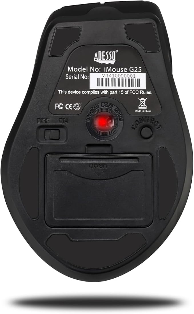 Adesso iMouse G25 - Wireless Ergonomic RF Laser Mouse