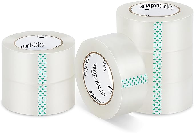 Amazon Basics Packing Tape for Moving boxes, Shipping Tape Refills, Clear, 1.88-Inch Wide x 109 Yards, 6-Pack, Total 654 Yards
