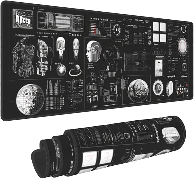 Machine Composition Mouse Pad 31.5 X 11.8 Inch Big Desk Rubber Base Stitched Edges Keyboard Pad XXL Mouse Mat for Home Game and Office